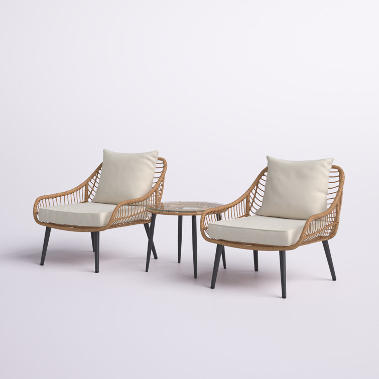 Mistana™ Aiello Wicker/Rattan 2 Person Seating Group with Cushions & Reviews Wayfair